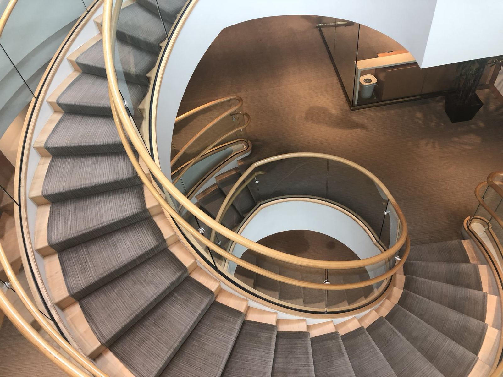 Curved architectural spiral staircase erected by Eastern Steel